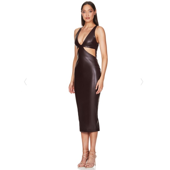 REVOLVE Nookie Alexia Cut Out Midi in Chocolate Size S - Picture 2 of 3